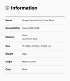 Galaxy S26 Plus / S26 | Camera Lens Frame Glass - Information table listing product specs for Ringke camera lens glass.
