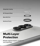 Galaxy S26 Plus / S26 | Camera Lens Frame Glass - Exploded view showing four protective layers over phone lenses.