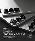 [Bundle] Galaxy S26 | Fusion Magnetic - Silver smartphone camera lenses with black protective glass rings being applied.
