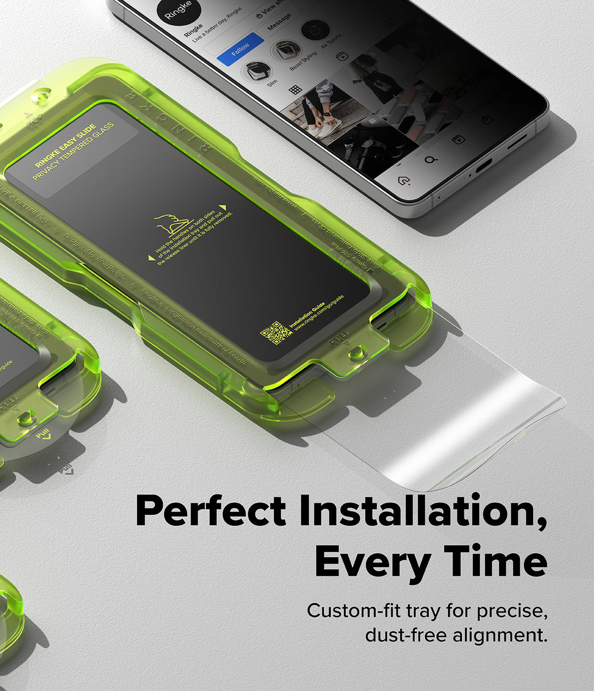 [Bundle] Galaxy S26 Plus | Fusion Magnetic - Galaxy S26 Plus with a green plastic installation tray for a screen protector.