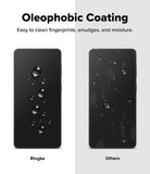 Galaxy S26 Plus Screen Protector | Easy Slide Tempered Glass - Galaxy S26 Plus Screen Protector - Comparison showing water beading on Ringke glass versus smudged, flat water on others.