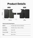 Galaxy S26 Plus Cover | Folio Stand Wallet Magnetic - Galaxy S26 Plus Cover - Technical diagram showing inside and outside views of a black magnetic folio wallet case.