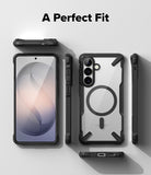 Galaxy S26 Plus Case | Fusion-X Magnetic - Multiple views of a clear phone case with black bumpers and magnetic ring.