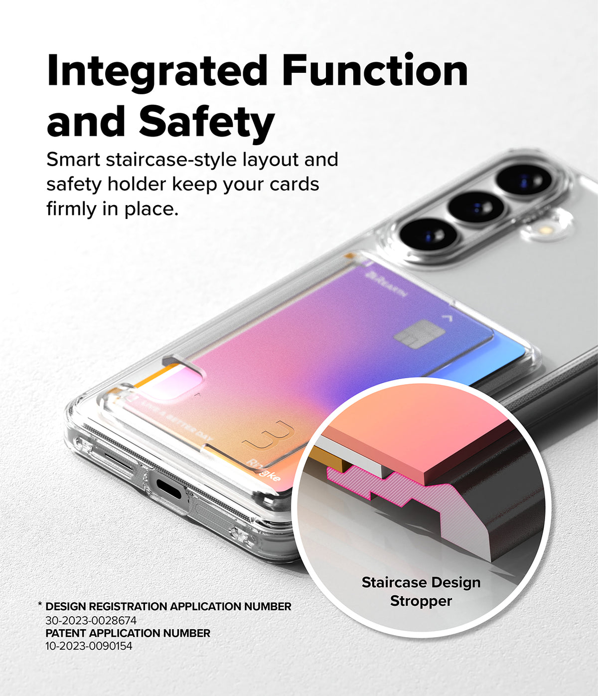 Galaxy S26 Plus Case | Fusion Card - Clear phone case with a card holder showing a staircase-style stopper design.