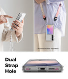 Galaxy S26 Plus Case | Fusion Card - Clear phone case with a card slot, shown with wrist and neck straps and dual holes.