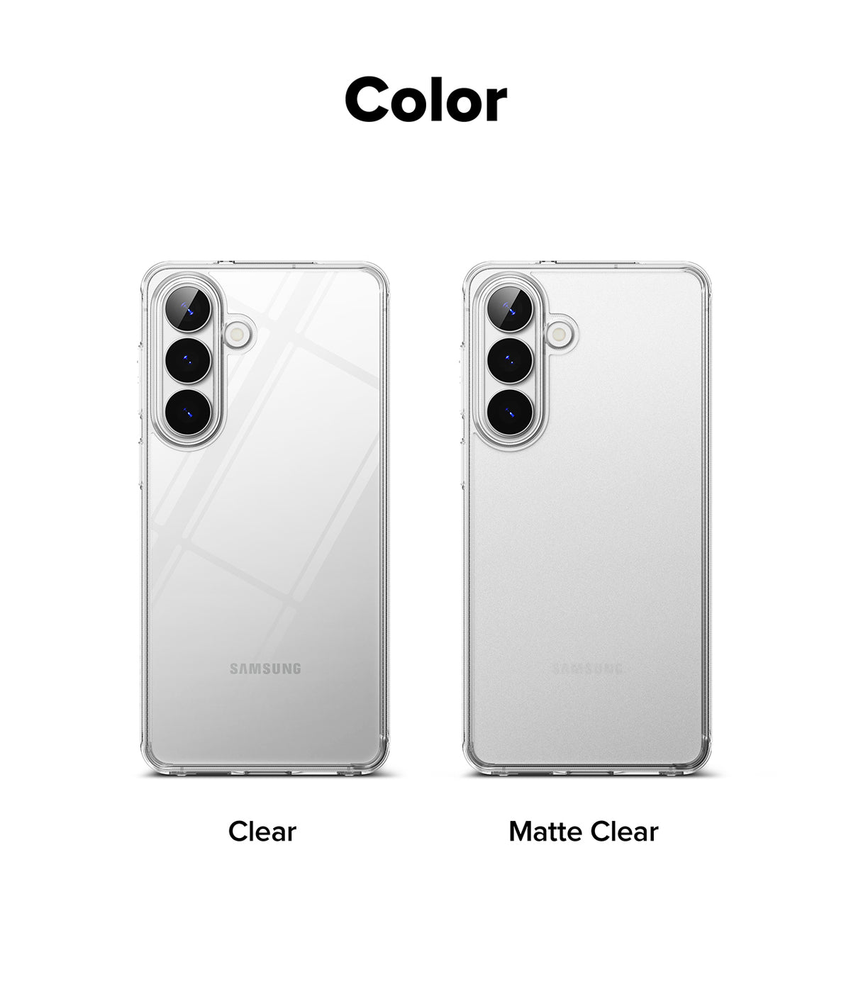 Galaxy S26 Plus Case | Fusion - Two Galaxy S26 Plus phones in clear and matte clear Fusion cases side by side.
