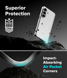 [Bundle] Galaxy S26 Plus | Fusion - Clear phone case on rocky surface with military-grade protection and air pocket corner detail.