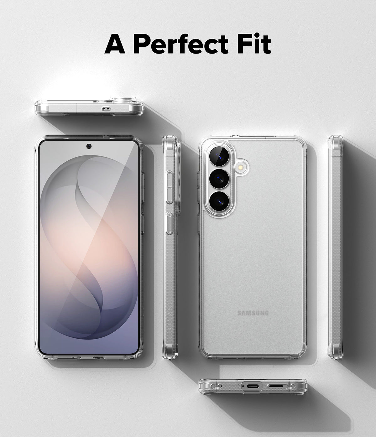 Galaxy S26 Plus Case | Fusion Matte - Multiple views of a smartphone in a clear matte case on a white background.