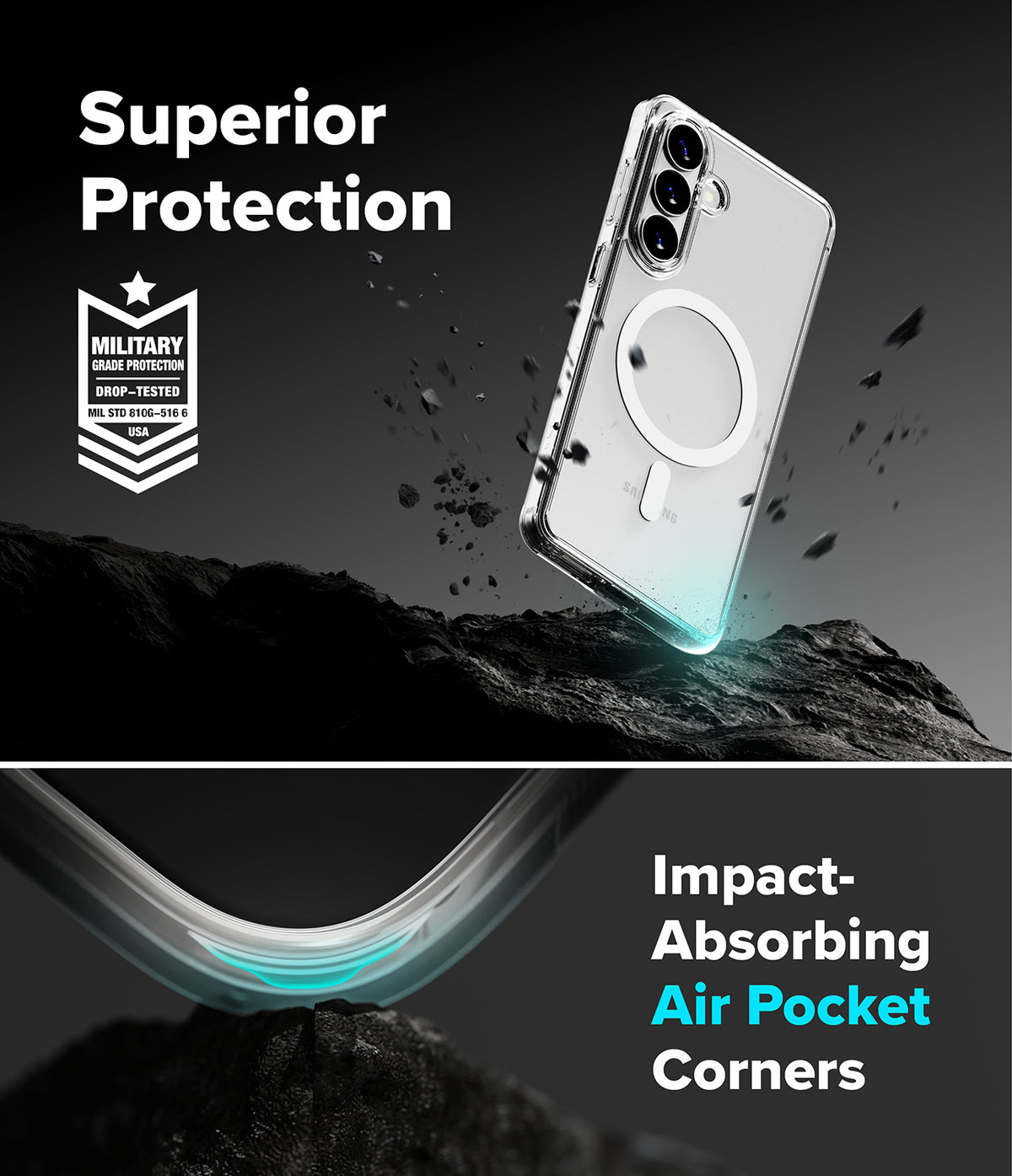 Galaxy S26 Plus Case | Fusion Magnetic - Clear phone case with magnetic ring, military-grade protection, and air pockets.