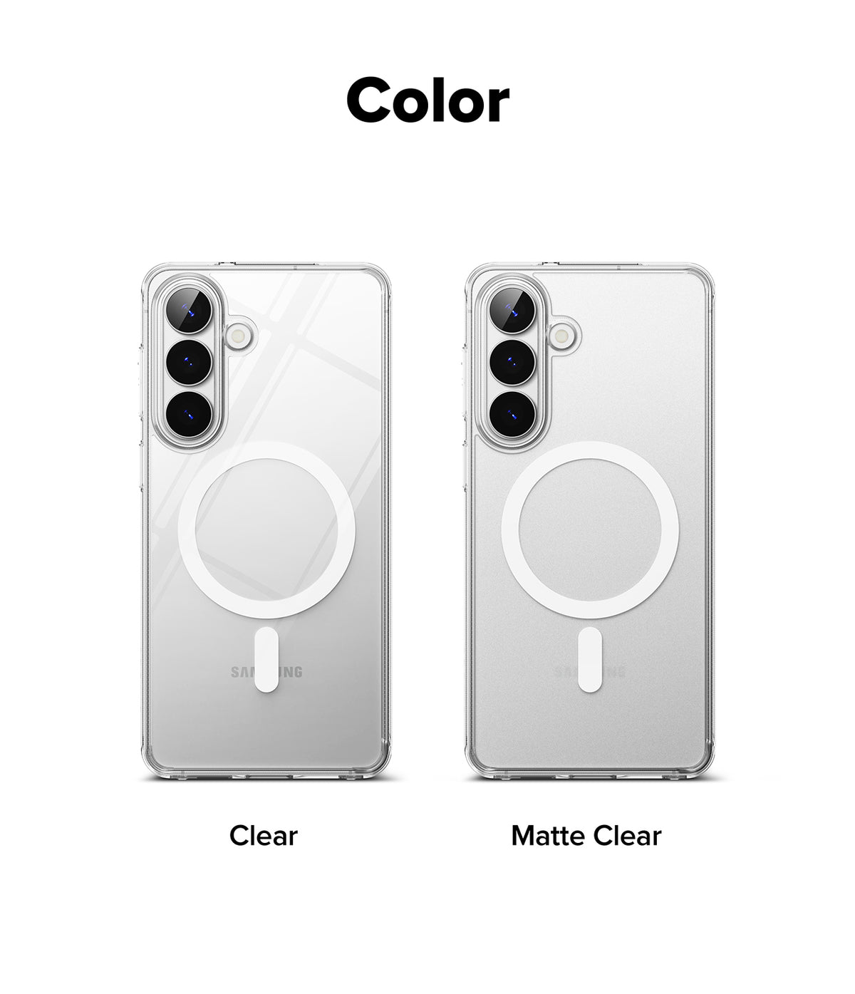 Galaxy S26 Plus Case | Fusion Magnetic Matte - Comparison of Clear and Matte Clear magnetic phone cases for Galaxy S26.
