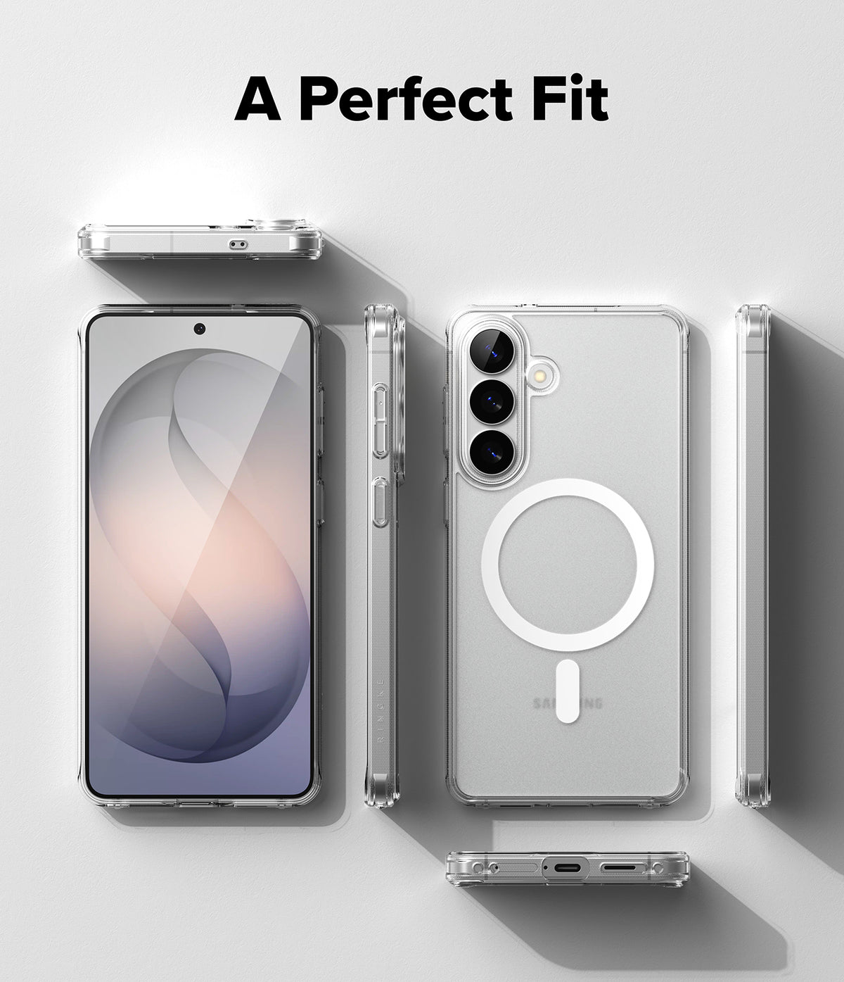 Galaxy S26 Plus Case | Fusion Magnetic Matte - Multiple views of a clear magnetic phone case on a Galaxy S26 Plus.