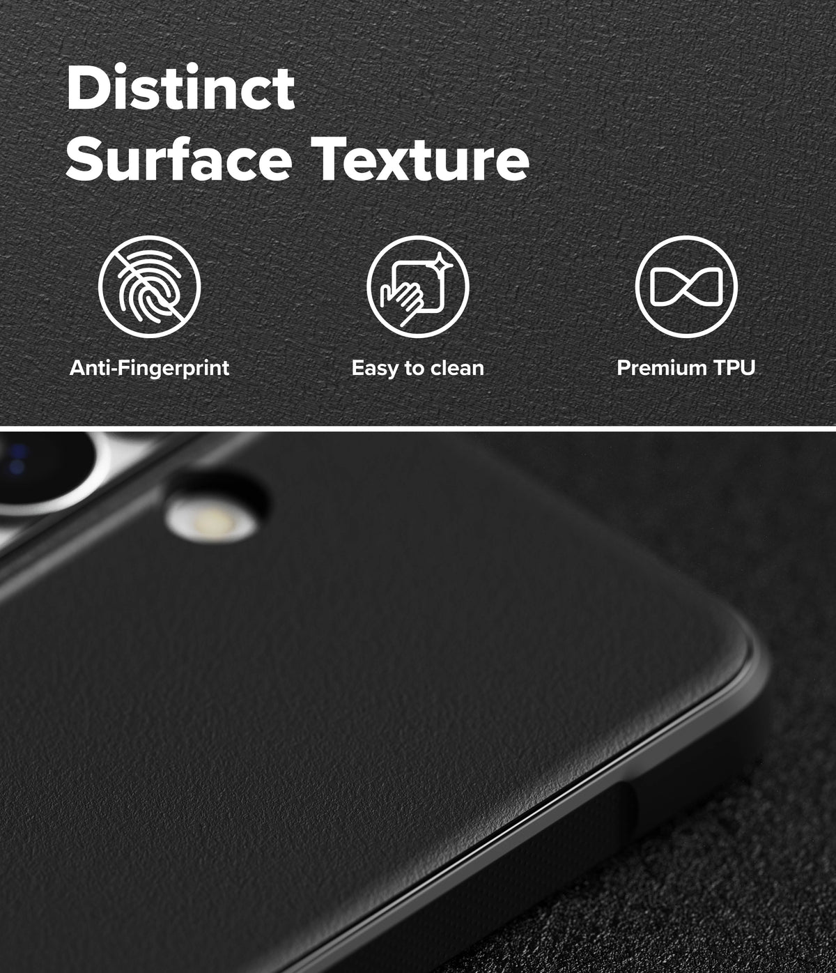 [Bundle] Galaxy S26 Plus | Onyx - Galaxy S26 Plus | Onyx - Features text and icons highlighting anti-fingerprint, easy-clean, and premium TPU phone case.