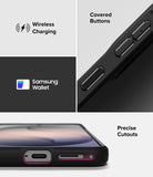 Galaxy S26 Plus Case | Onyx - Features showing covered buttons, wireless charging, Samsung Wallet, and precise port cutouts.