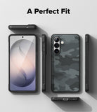 Galaxy S26 Plus Case | Onyx - Black camo phone case shown from multiple angles with front, back, and side views on a gray background.