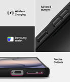 Galaxy S26 Plus Case | Onyx - Features showing wireless charging, Samsung Wallet, covered buttons, and precise port cutouts.