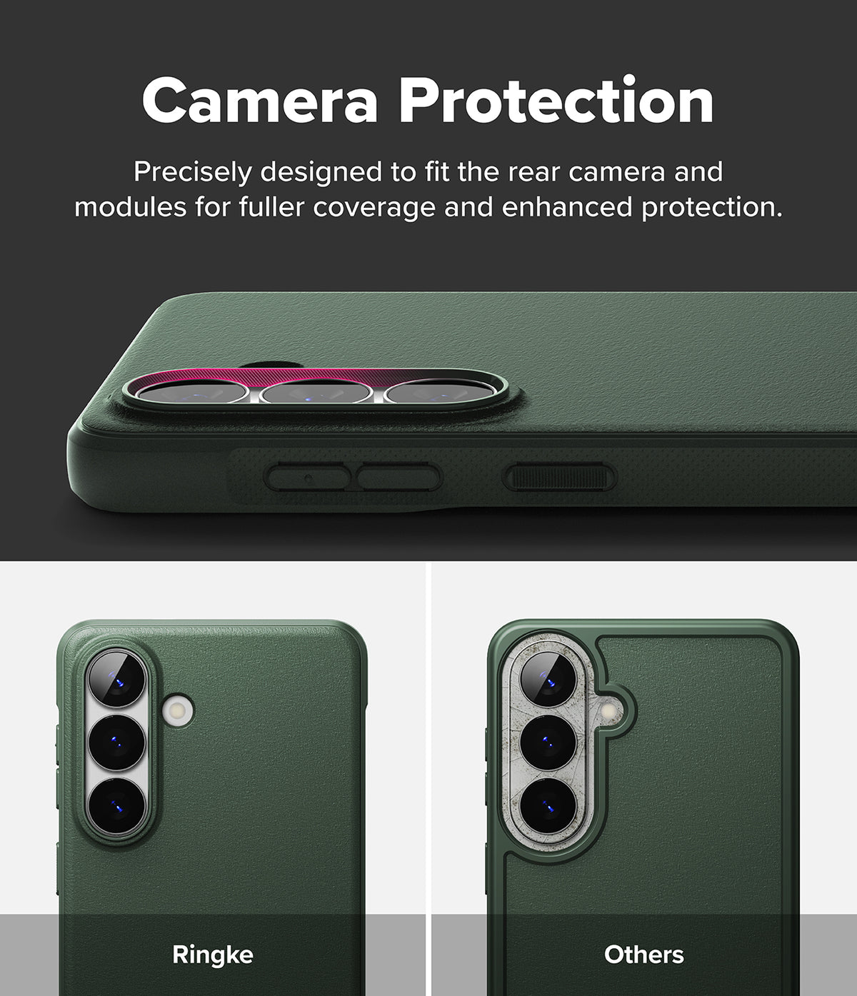 [Bundle] Galaxy S26 Plus | Onyx - Comparison of a phone case with precise camera coverage versus a standard case.
