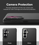 Galaxy S26 Plus Case | Onyx Magnetic - Comparison showing Ringke case camera coverage versus a standard case design.