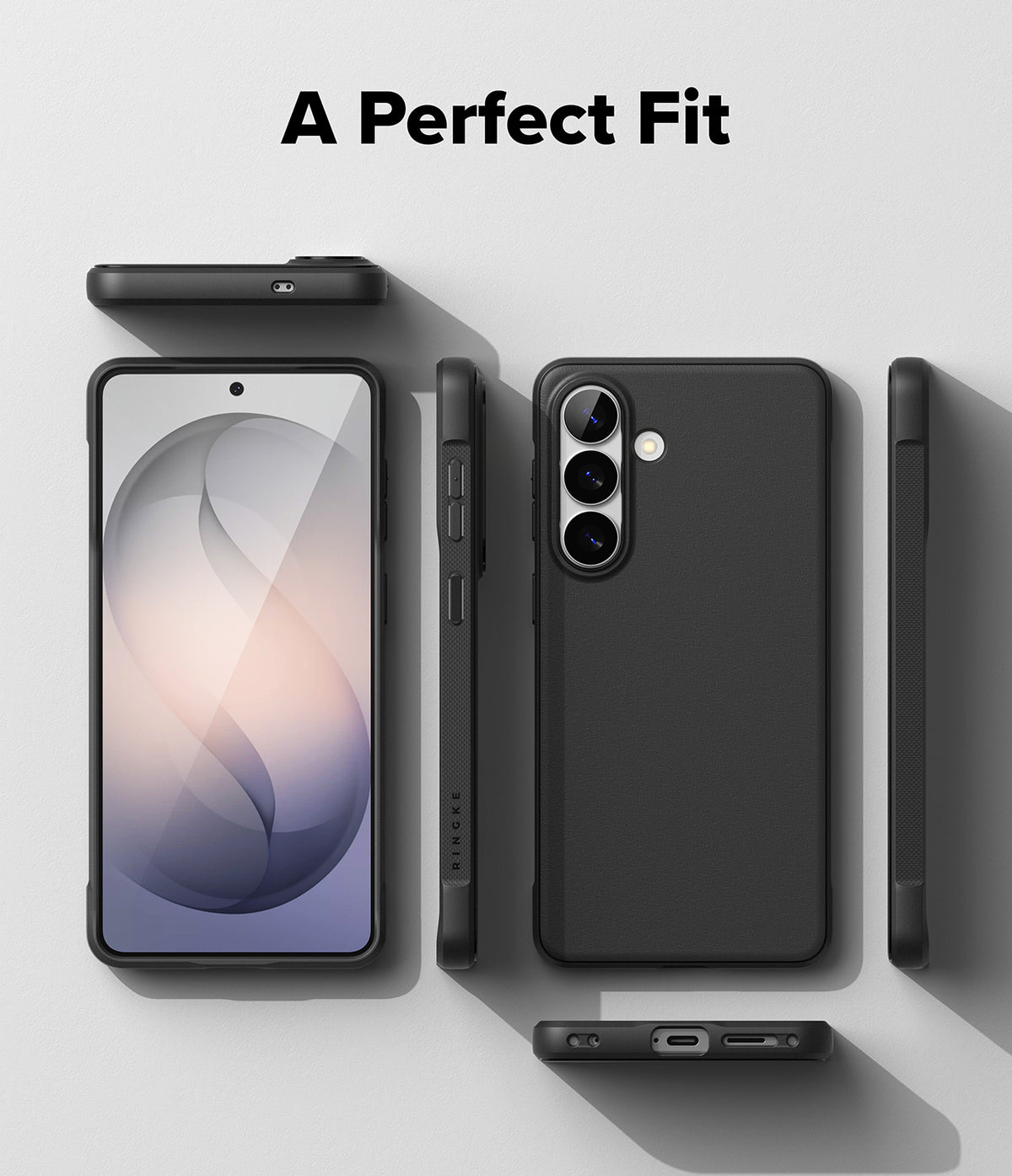 Galaxy S26 Plus Case | Onyx Magnetic - Matte black phone case shown from multiple angles with precise cutouts.