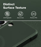 Galaxy S26 Plus Case | Onyx Magnetic - Dark green phone case with textured surface, anti-fingerprint, and easy-clean icons.