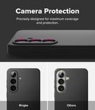 Galaxy S26 Plus Case | Silicone Magnetic - Comparison showing Ringke case camera protection versus a damaged lens.