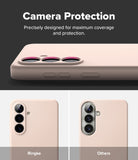Galaxy S26 Plus Case | Silicone Magnetic - Comparison showing the phone case's raised camera bezel versus a standard case.
