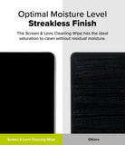 Screen and Lens Cleaning Wipes - Comparison showing a clean screen versus a streaky screen cleaned by other products.