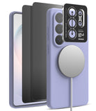 [Bundle] Galaxy S26 Ultra | Silicone Magnetic - Galaxy S26 Ultra | Silicone Magnetic - Lavender silicone case with magnetic charger and camera lens protector.