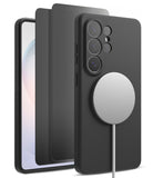 [Bundle] Galaxy S26 Ultra | Silicone Magnetic - Galaxy S26 Ultra | Silicone Magnetic - Black phone case with magnetic charger attached to the back of the device.