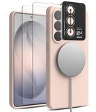 [Bundle] Galaxy S26 | Silicone Magnetic - Pink silicone magnetic phone case with camera lens protector and screen film.