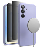[Bundle] Galaxy S25 | Silicone Magnetic - Lavender silicone phone case with magnetic charger and screen protectors.
