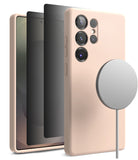 [Bundle] Galaxy S25 Ultra | Silicone Magnetic - Pastel pink silicone case on a Galaxy S25 Ultra with a magnetic charger.