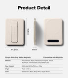 Card Holder | Slide Grip Wallet Magnetic - Technical diagram showing dimensions and features of a beige magnetic wallet.