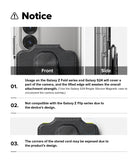 Card Holder | Slide Grip Wallet Magnetic Edge - Card Holder - Notice graphic showing magnetic wallet compatibility warnings for Galaxy Z Fold, S24, and Z Flip devices.
