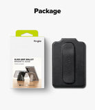 Card Holder | Slide Grip Wallet Magnetic Edge - Black magnetic wallet with a built-in finger grip next to its retail box.