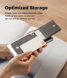 Card Holder | Slide Grip Wallet Magnetic Edge - Hands holding a clear phone case with a gray magnetic card wallet.
