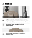Card Holder | Slide Grip Wallet Magnetic Edge - Compatibility notice showing camera overlap and card exposure details.