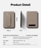 Card Holder | Slide Grip Wallet Magnetic - Dimensions and material specifications for the taupe magnetic phone wallet.