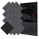 Microfiber Cleaning Cloth [Small] - A stack of gray microfiber cloths with Lupin branding next to a black product pouch.