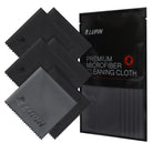 Microfiber Cleaning Cloth [Small] - Three black microfiber cloths with embossed Lupin logos beside their branded packaging.
