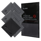 Microfiber Cleaning Cloth [Small] - Six gray microfiber cloths with zigzag edges and Lupin branding next to their black packaging.