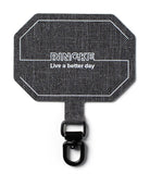 Holder Link Tactical Spin - Melange gray fabric phone tether tab with white Ringke branding and a black metal swivel clip.