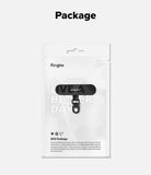Holder Link Spin - A black Ringke phone strap in eco-friendly, minimalist white retail packaging.