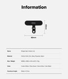 Holder Link Spin - Technical diagram of a black Ringke Spin Holder Link with dimensions 60mm by 43mm and material specs.