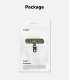 Holder Link Spin - Olive green Ringke phone strap in eco-friendly white retail packaging.