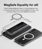 Card Holder | Stand Grip Magnetic Card Holder Wallet - Card Holder - A magnetic ring plate and clear phone case shown above a smartphone to demonstrate MagSafe compatibility.