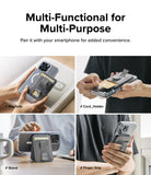 Card Holder | Stand Grip Magnetic Card Holder Wallet - Card Holder - Four panels showing a magnetic wallet used as a phone stand, card holder, and finger grip on a smartphone.