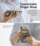 Card Holder | Stand Grip Magnetic Card Holder Wallet - Card Holder - Person using a magnetic phone wallet with an integrated finger strap to securely hold their smartphone.