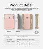 Card Holder | Stand Slot - Technical diagram showing dimensions, side profile, and adhesive tape for a pink card holder.