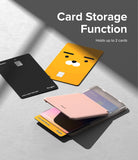 Card Holder | Stand Slot - A pink card holder stand holding two cards, with additional black and yellow character cards nearby.