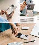 Card Holder | Stand Slot - A clear phone case with a foldable card holder that doubles as a kickstand for upright viewing.